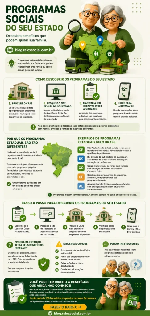 infográfico com informações atualizadas sobre programas sociais estaduais