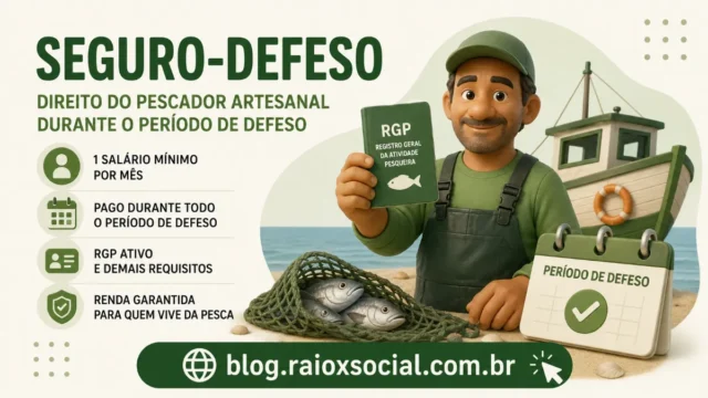 Pescador artesanal em um barco pequeno, conferindo documentos enquanto aguarda o período de defeso.